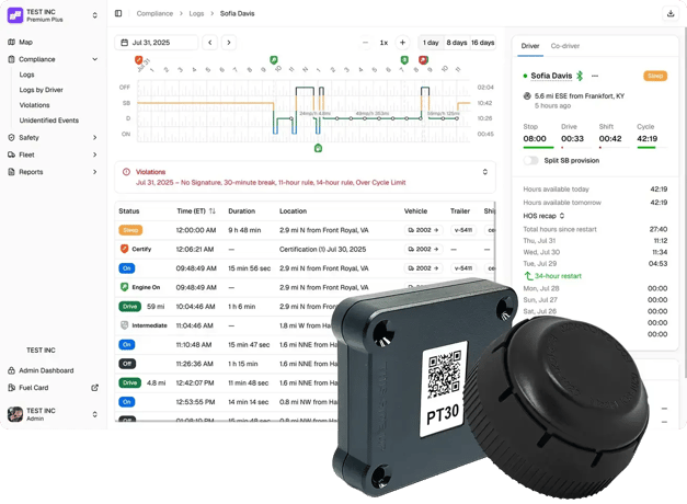 eld device with eld logs