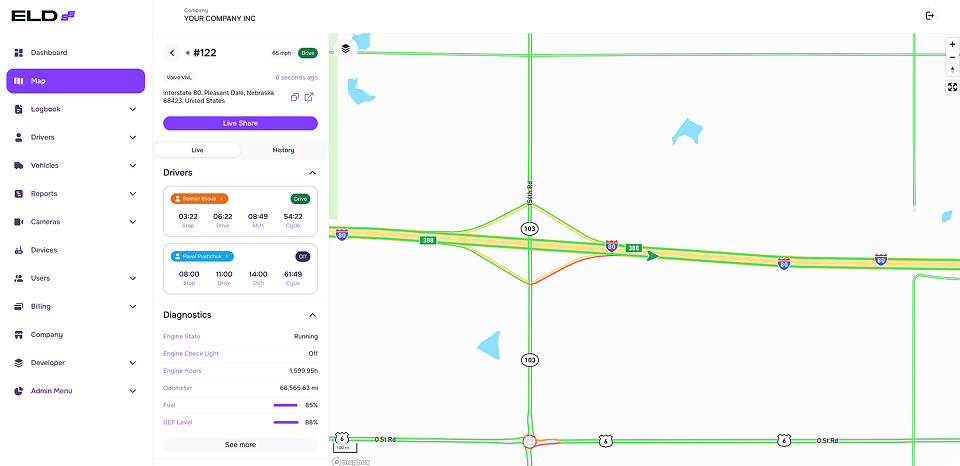 Eld driver map preview